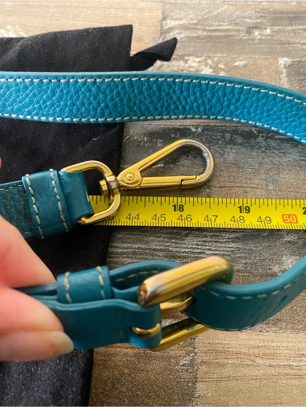 Prada Teal Green Leather Shoulder Strap with Gold Hardware